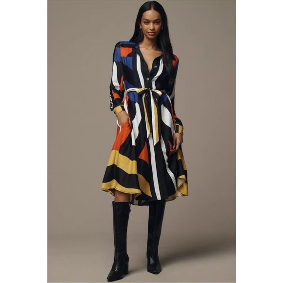 FARM Rio Dresses & Skirts - Farm Rio Amanda Stripe Chemise Midi Shirt Dress